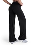 Women's Butt Lifting Wide Leg Yoga Pants High Waist Tummy Control No Front Seam Straight Leg Workout Gym Bottoms