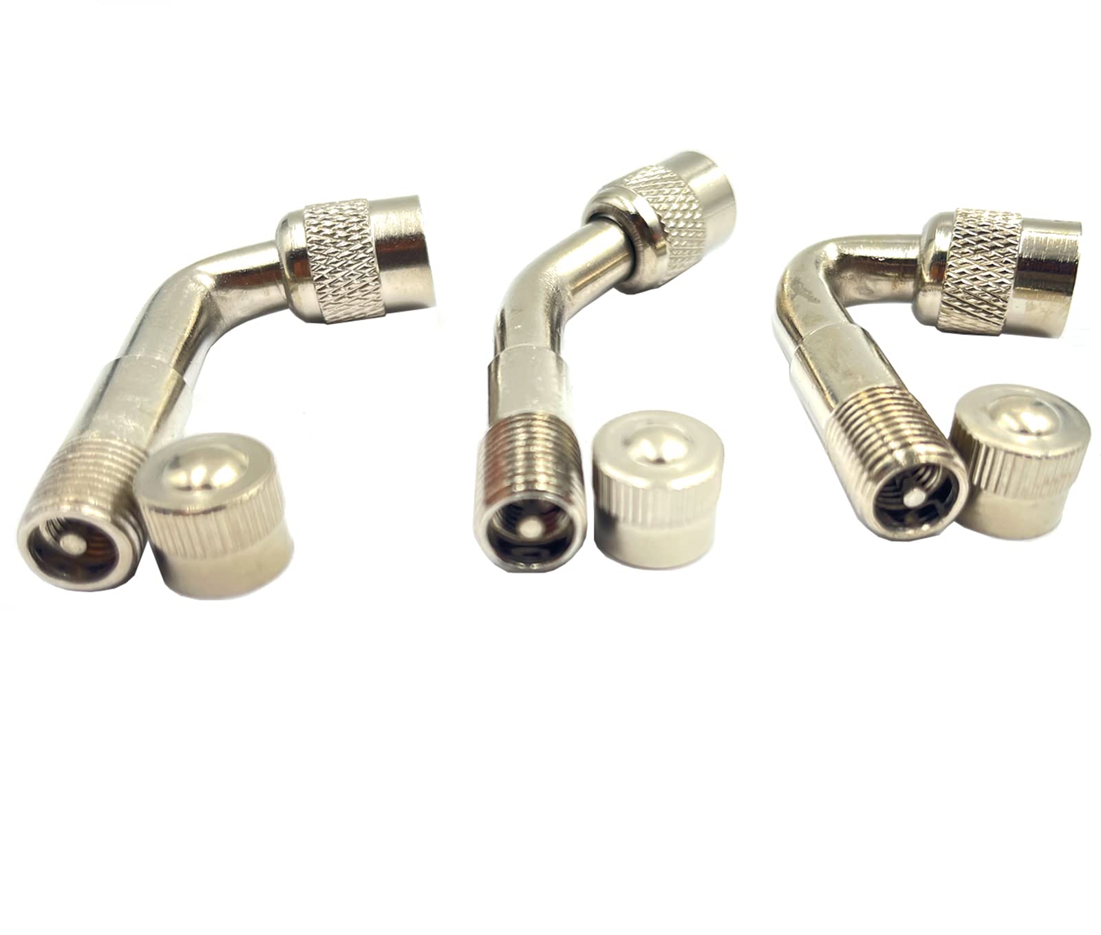 Lot de 6 rallonges de valve de pneu - Adaptateur de tige de valve de pneu 45 90 135 degrés - Pour voitures, vélos, motos, camping-cars