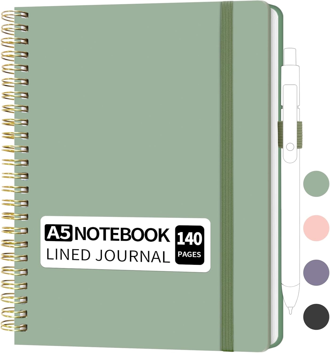 Lined Spiral Notebook, Small A5 College Ruled Notebook with Pen Holder, 140 Pages Hardcover Notebook Journal for Women, To Do List Notebook for Work, Bible, and Meeting (A5, Green, No Pen) Lined Spiral Notebook, Small A5 College Ruled Notebook with Pen Holder, 140 Pages Hardcover Notebook Journal for Women, To Do List Notebook for Work, Bible, and Meeting (A5, Green, No Pen)