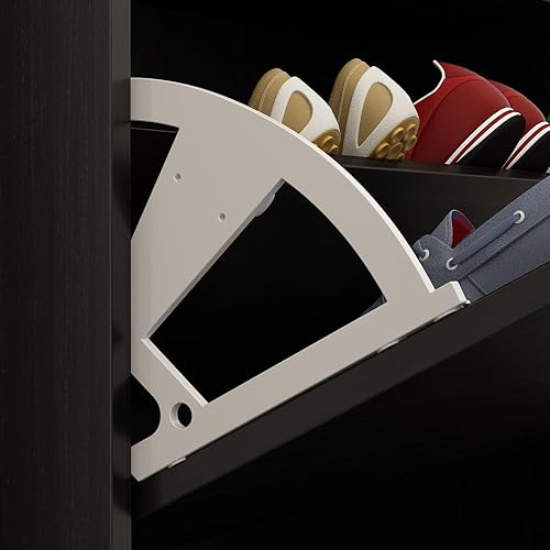 Vista 6 de Armario de almacenamiento de zapatos con 3 cajones abatibles, gabinete delgado para zapatos para entrada, organizador de zapatos oculto, moderno