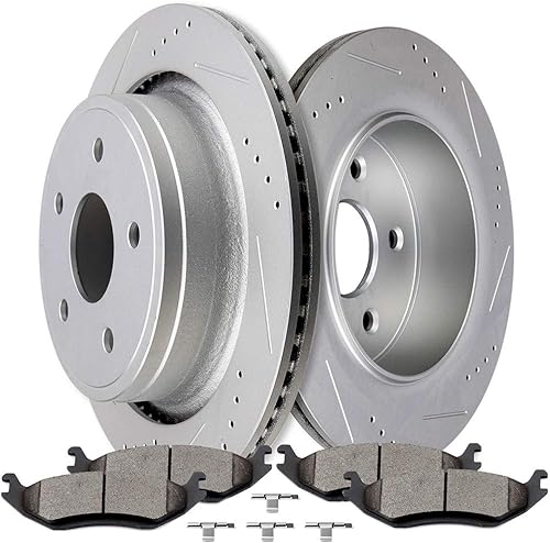 Miniatura 8 de SCITOO Kit de frenos traseros y pastillas de freno de cerámica para Dodge Dart 2013-2016