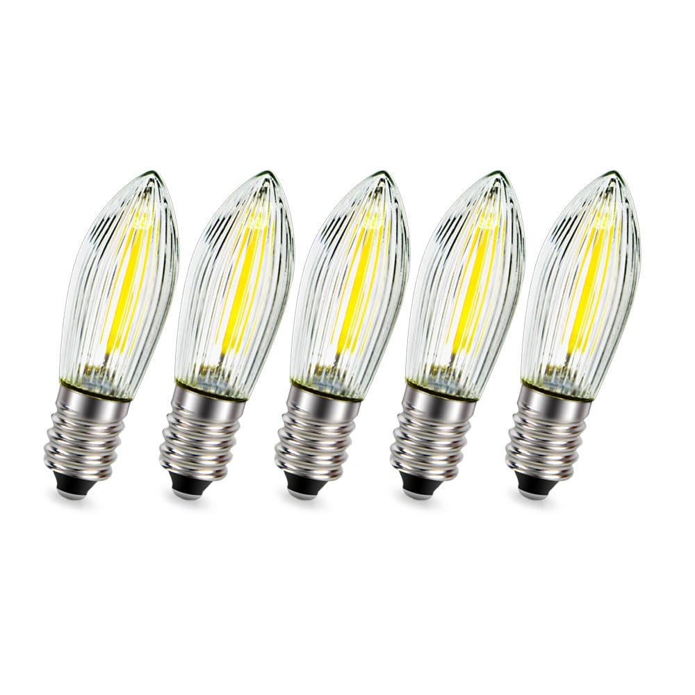Ruiandsion 5-Pack E10 LED Candle Light Bulbs Small Edison Screw (SES) White Energy Saving Light Bulbs for Christmas Entertainment Lights