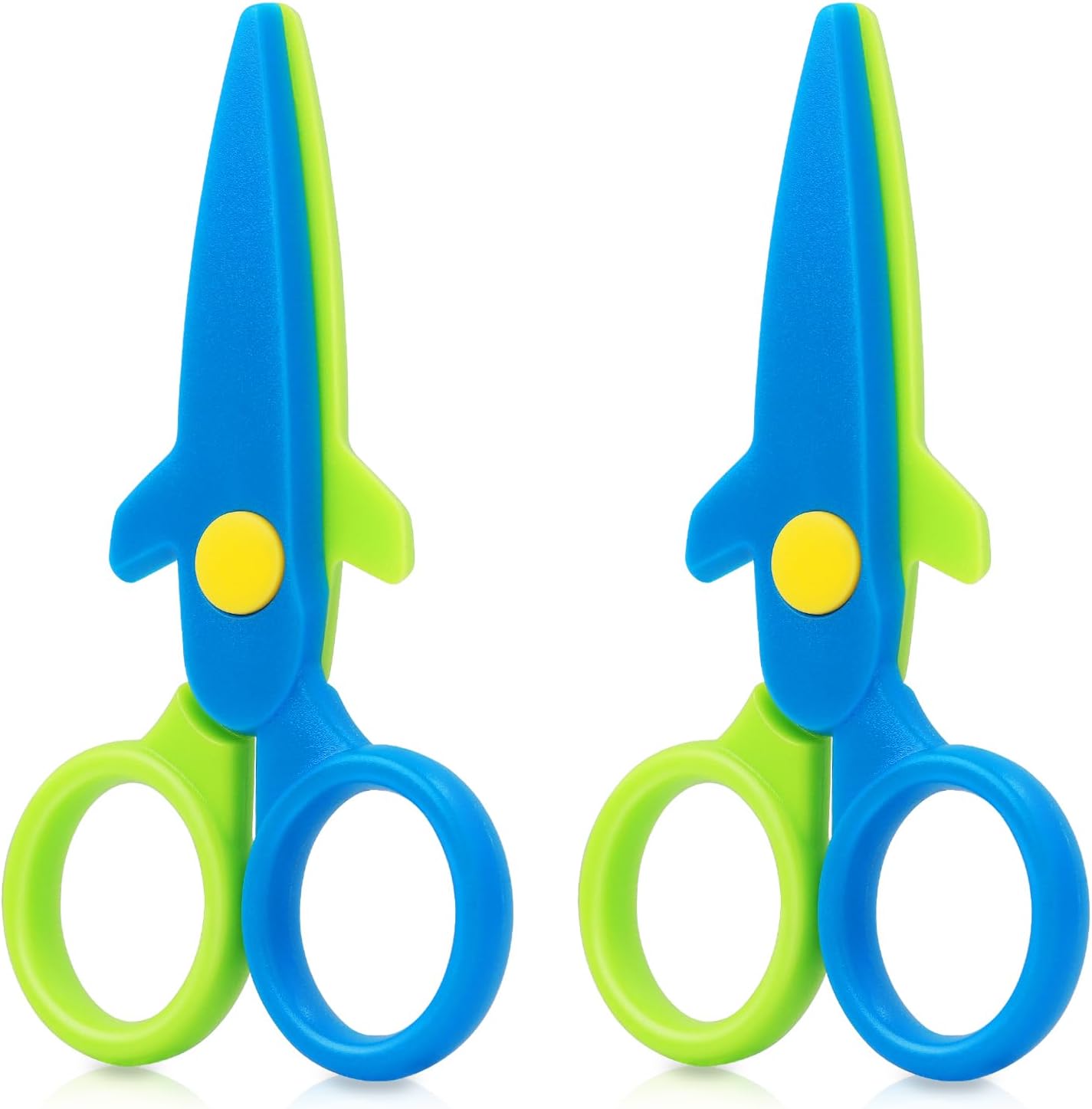 Asdirne Children Scissors, Kid Safety Scissor for Preschool Toddler, Arts & Crafts Safe Scissors Set, 2 Pack