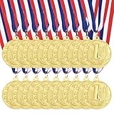 QUARKZMAN Medallas De Premio De Oro 2' Medallas De Metal para Ganadores del Primer Lugar con Cinta para El Cuello para Competencias Deportivas De Equipo Fiestas Y Favores 18 Piezas