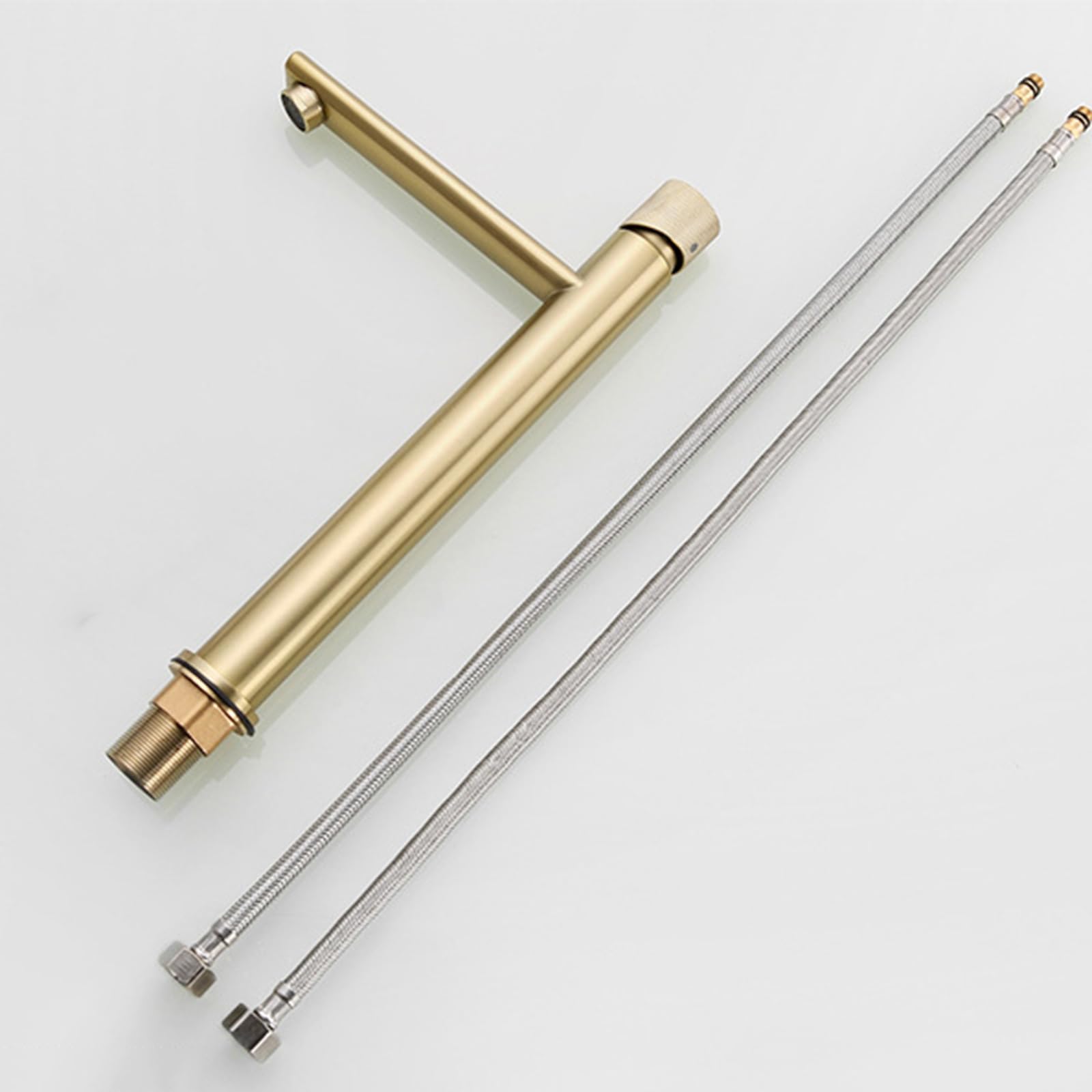 Waschbecken Armaturen Bad Armatur Waschbecken Bad Waschtischarmatur Bad Hoch Warm Und Kaltmischbatterie Komplett Aus Kupfer Mit Einem Griff,Gebürstetes Gold B,hoch