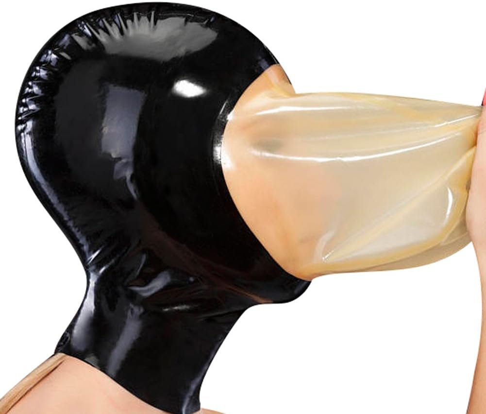 Latex Hood Mask Anatomical Vacuum Full Cover Mask with Breathing Hole with Back Zipper Latex Mask