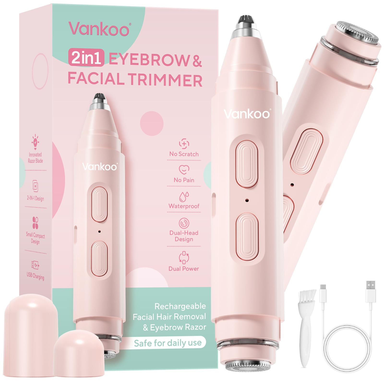 Vankoo 2 in 1 Facial Hair Remover