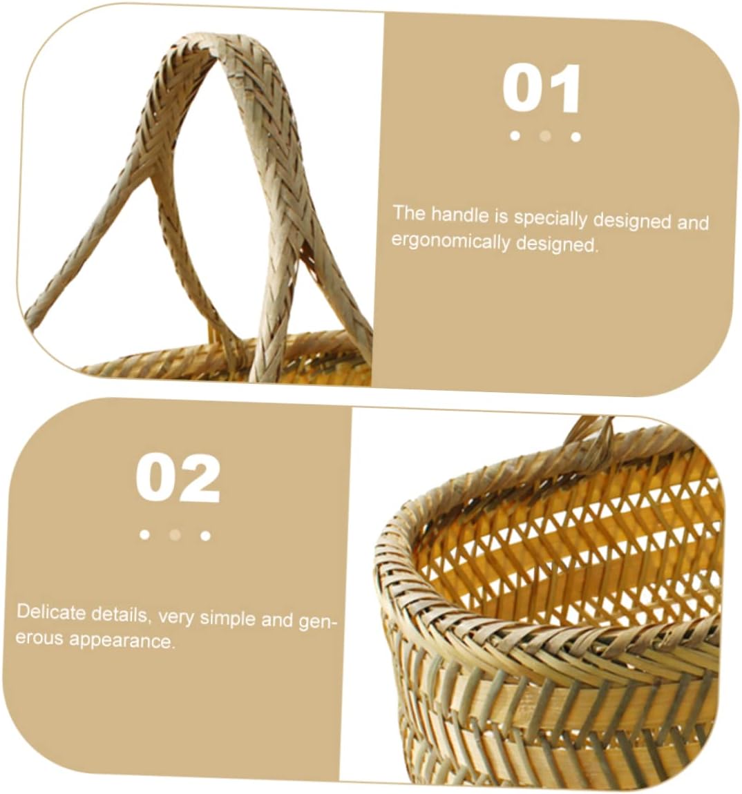 Garneck Small Basket with Handle for Vegetables and Eggs Handwoven Food Storage Basket for Kitchen Picnic and Outdoor Use and Practical Random Color Weaving Random Color