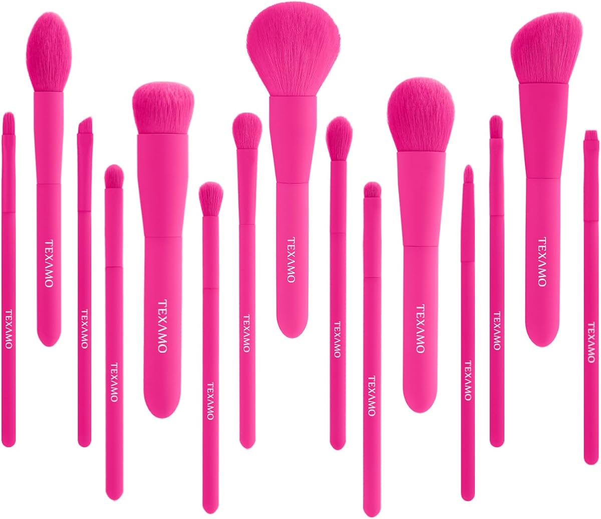 Makeup Brush Set, 15 Piece Quality Makeup Brushes, Premium Synthetic Make Up Brushes for Foundation Powder Blush Highlighter Concealer Makeup Brush Kit for Travel, Hot Pink