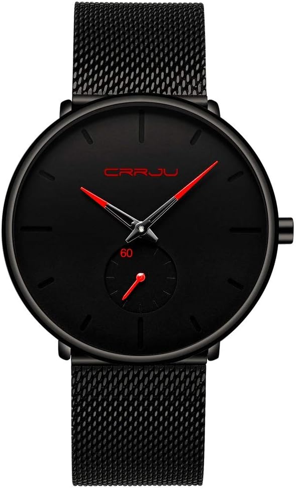 Watches, Mens Ultra Thin Watch Minimalist Fashion Luxury Wrist Watches for Men Business Dress Casual Waterproof Quartz Watch for Man with Stainless Steel Mesh Band and Sub Dial