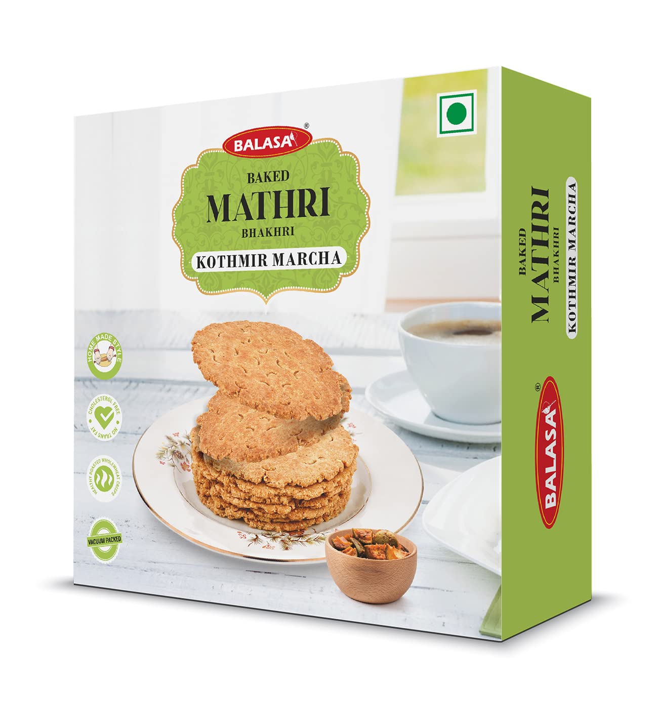 Balasa Baked Mathri | Kothmir Mathri | Mathri Snacks | Namkeen Snacks | Tasty & Crunchy Mathi | Tea Time Snack | Ready to Eat | Baked Kothmir Mathri 180 g (Pack of 1)