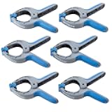 Rockler Medium Spring Clamps (Pack of 6) - Lightweight, One-Handed Woodworking Clamps Set - Secure Quick Grip Clamps w/Nylon, Rubber Overmold - Perfect Woodworking Spring Clamps for Small Workpieces