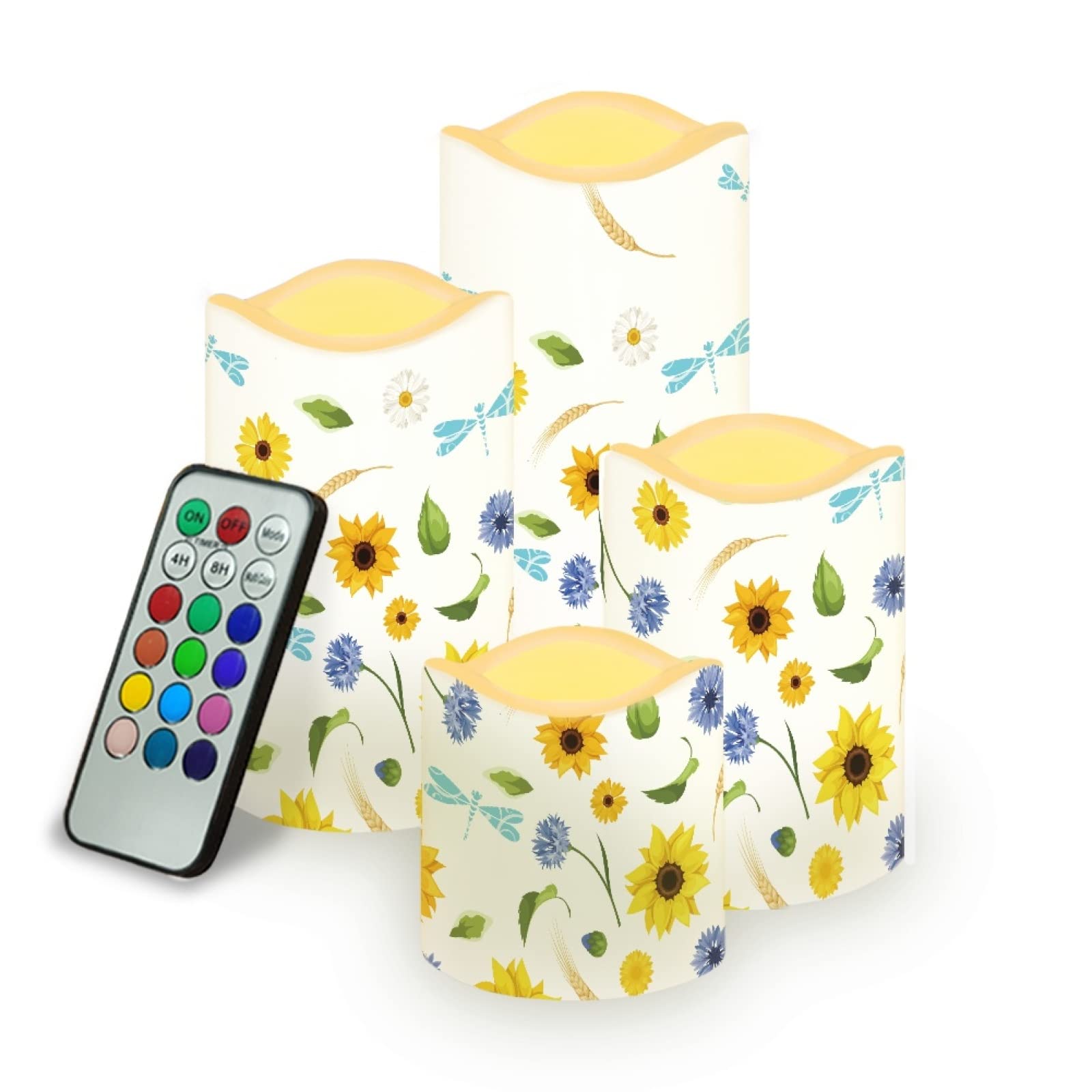Kuiaobaty Flowers Flameless Color Changing Led Candles with Remote Home Decor Floral Artificial Tea Lights 12 Preset Multi Colors — image 1