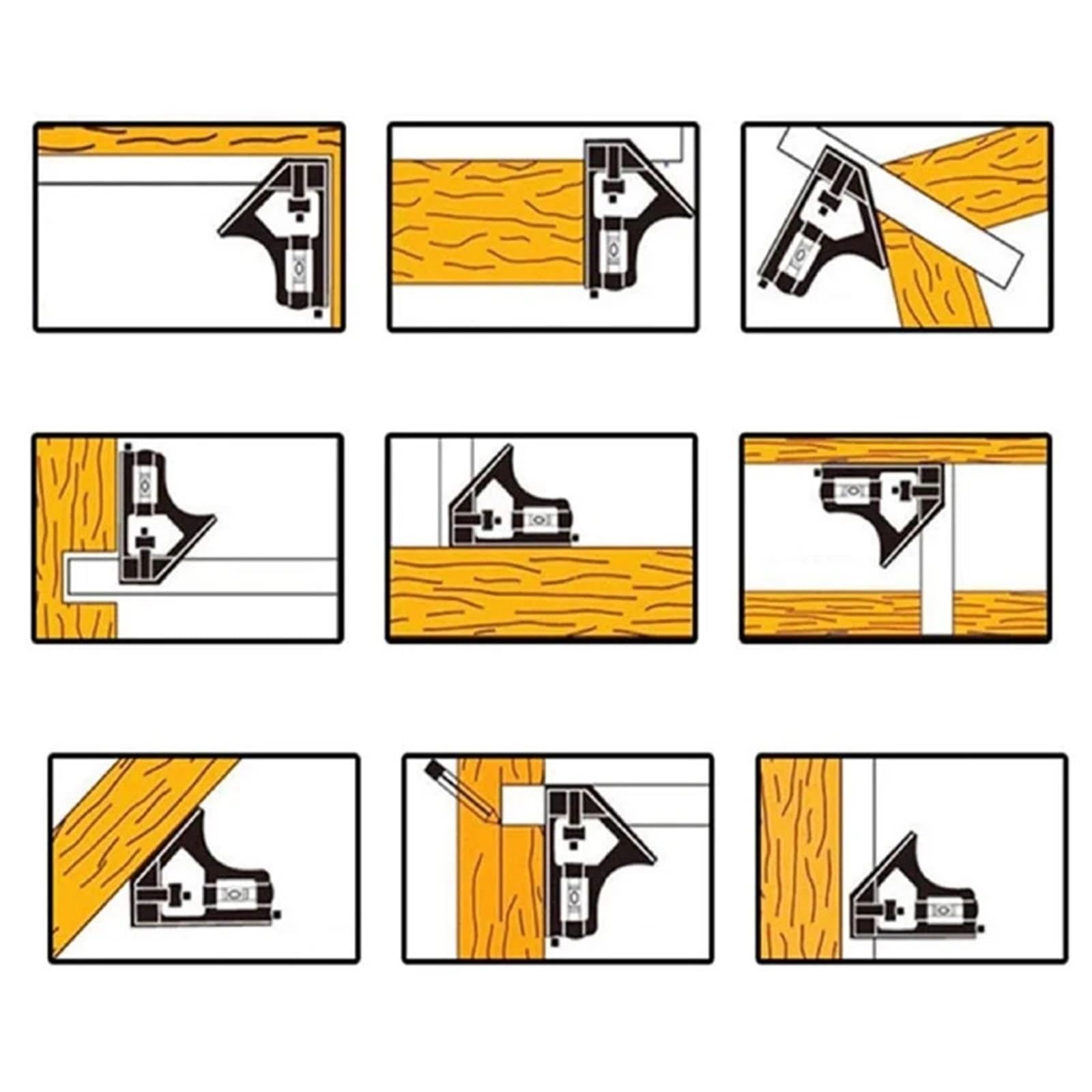 Rapporteur d'angle, Ensemble de règles réglables 3 en 1, combinaison multiple, règle d'angle carré de 300mm, ensemble de mesure, règle universelle, outils de rapporteur à Angle droit