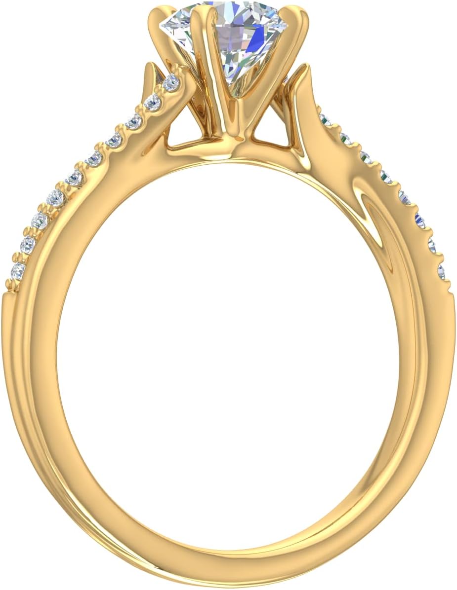 0.70 Carat Prong Set Diamond Twisted Engagement Ring in 14K Solid Gold