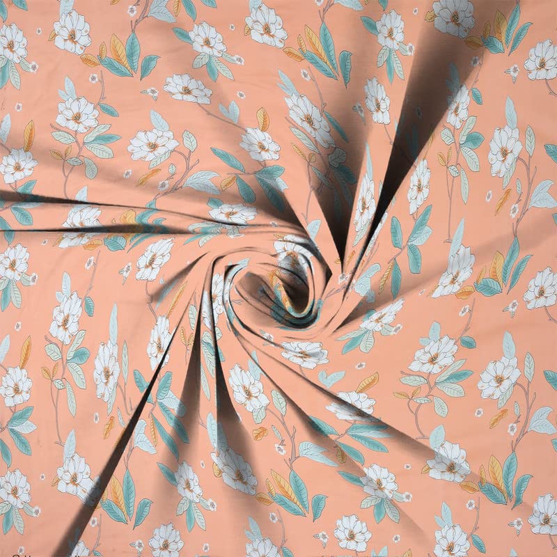 Image of NHD HOME 180 TC Presents Glace Cotton Single Bedsheets(Size-90 X 60 Inch) with 1 Pillow Covers(Size-18 X 28) Flower, White Blue & Pink