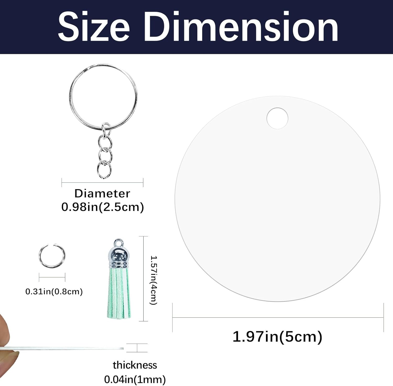 240 Pcs metal Sublimation Keychain Blanks Bulk,roundness Sublimation Ornament Blanks key chain,Double Sided Sublimation Blanks Keychain Heat Transfer Keychains Blanks with Tassels - Image 2