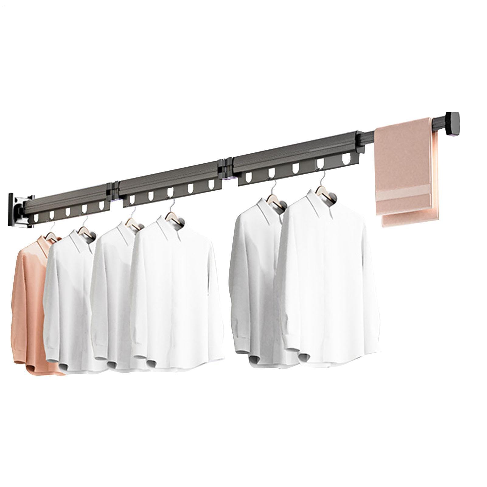 Étendoir À Linge Pliant Mural - Tige Télescopique En D'aluminium | Portant À Vêtements D'intérieur Pour Balcon Rétractable, Peu Encombrant, Durable | Étendoirs À Linge - Maison Buanderie Chamb