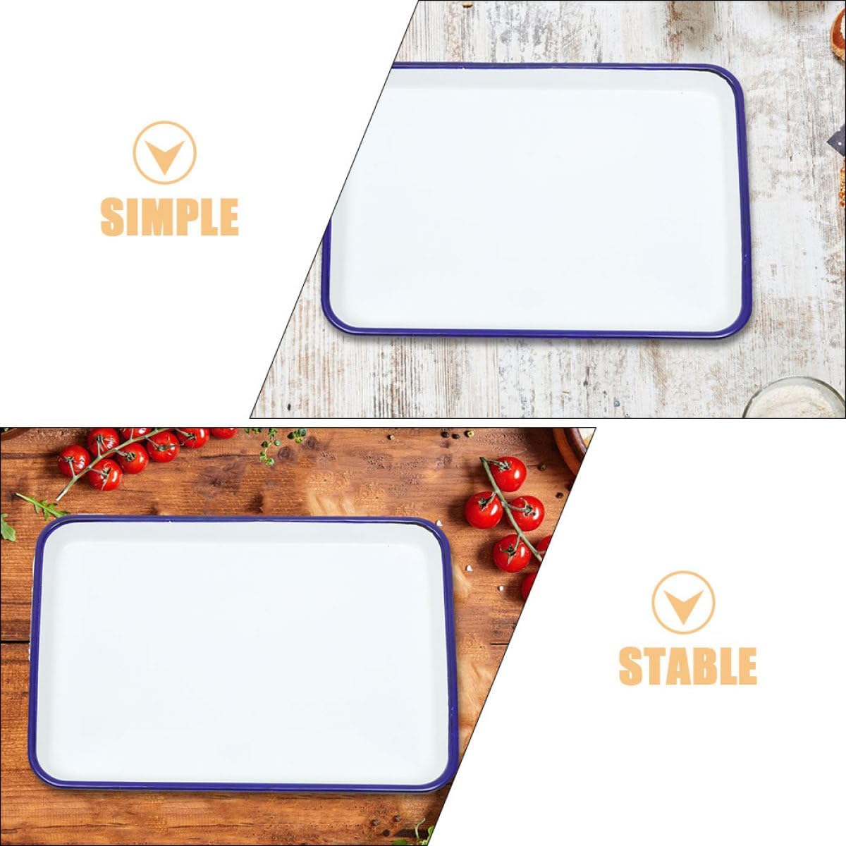 Enamel Roasting Pan Non-stick Oven Tray 25x30cm Wear-resistant Rectangular Baking Pan for Restaurant and Home Cooking