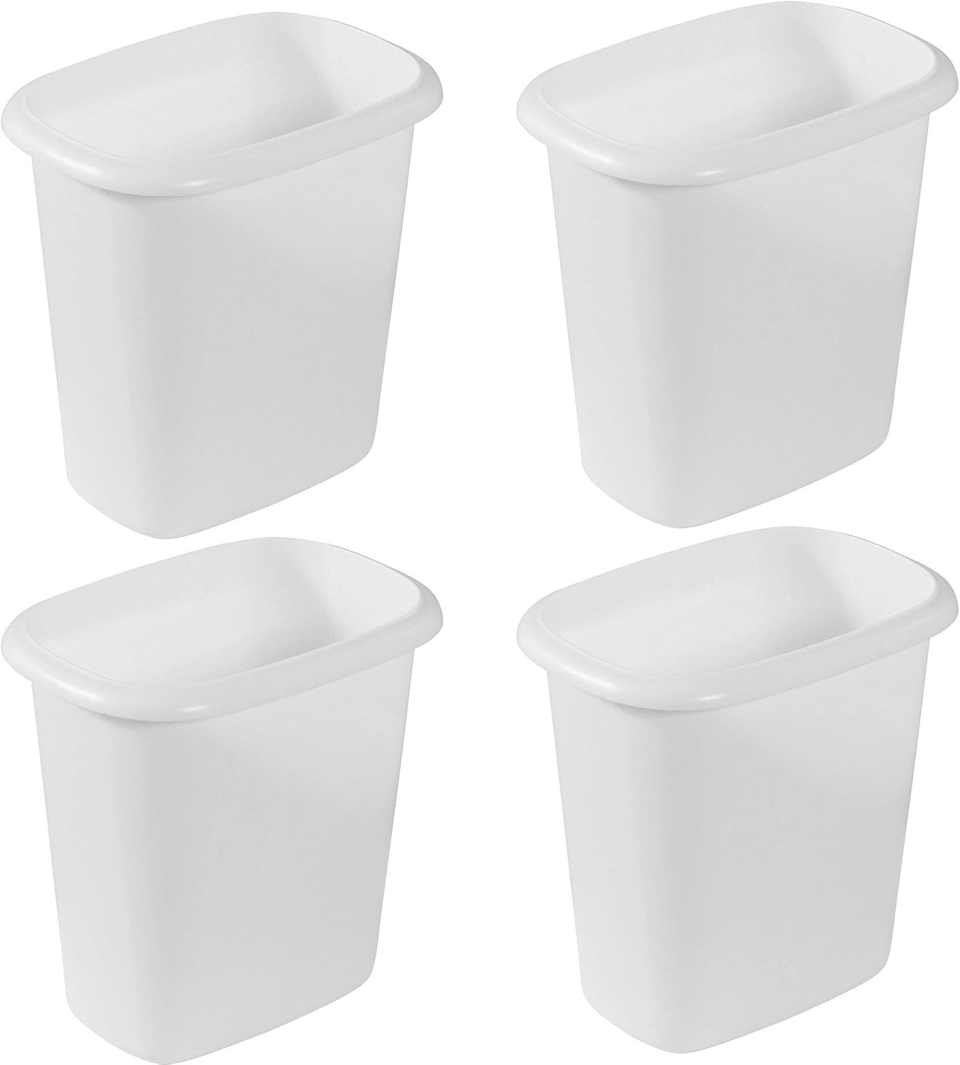 Rubbermaid 6 Quart Bedroom, Bathroom, and Office Wastebasket Trash Can (4 Pack)
