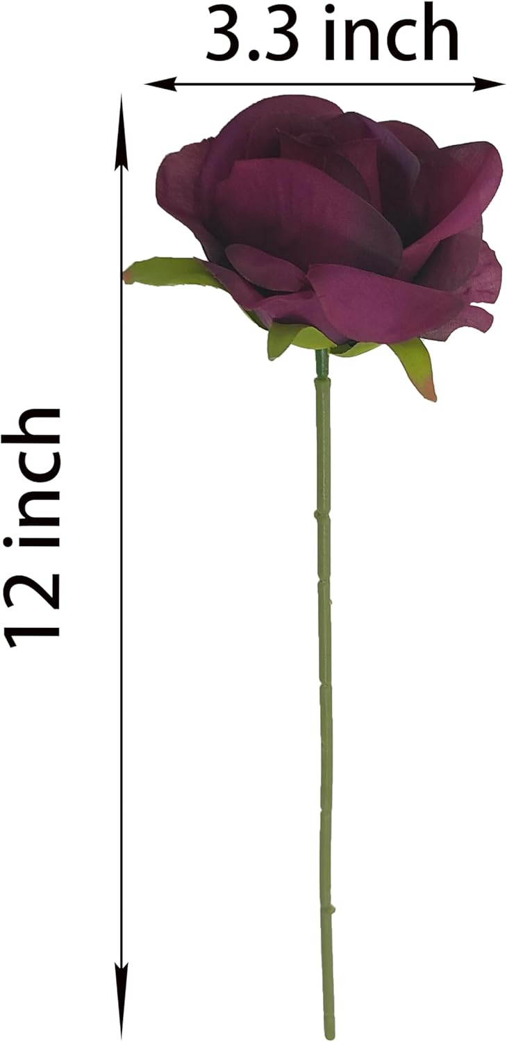 Artificial Satin Rose Flower Heads,42 Pcs Silk Rose Heads with Stems,3.5'' Rose Artificial Flowers Bulk,Artificial Rose Flower Heads for DIY Crafts Bouquet (42, Burgundy) - Image 3