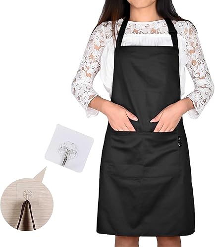JQYJLX Apron for Men Adjustable Bib Apron with pocket Kitchen Apron for Women Chef Water,Oil Resistantwith a wall hook