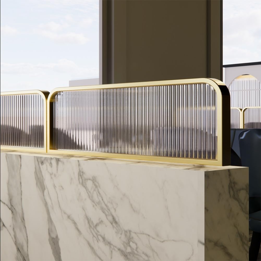 Glass Room Divider Office Partition Tempered Glass Panels Table Dividers Panels Partitions，Privacy Panels for Office, Restaurant & Hotel Partitions - Commercial Metal Frame with Frosted Glas