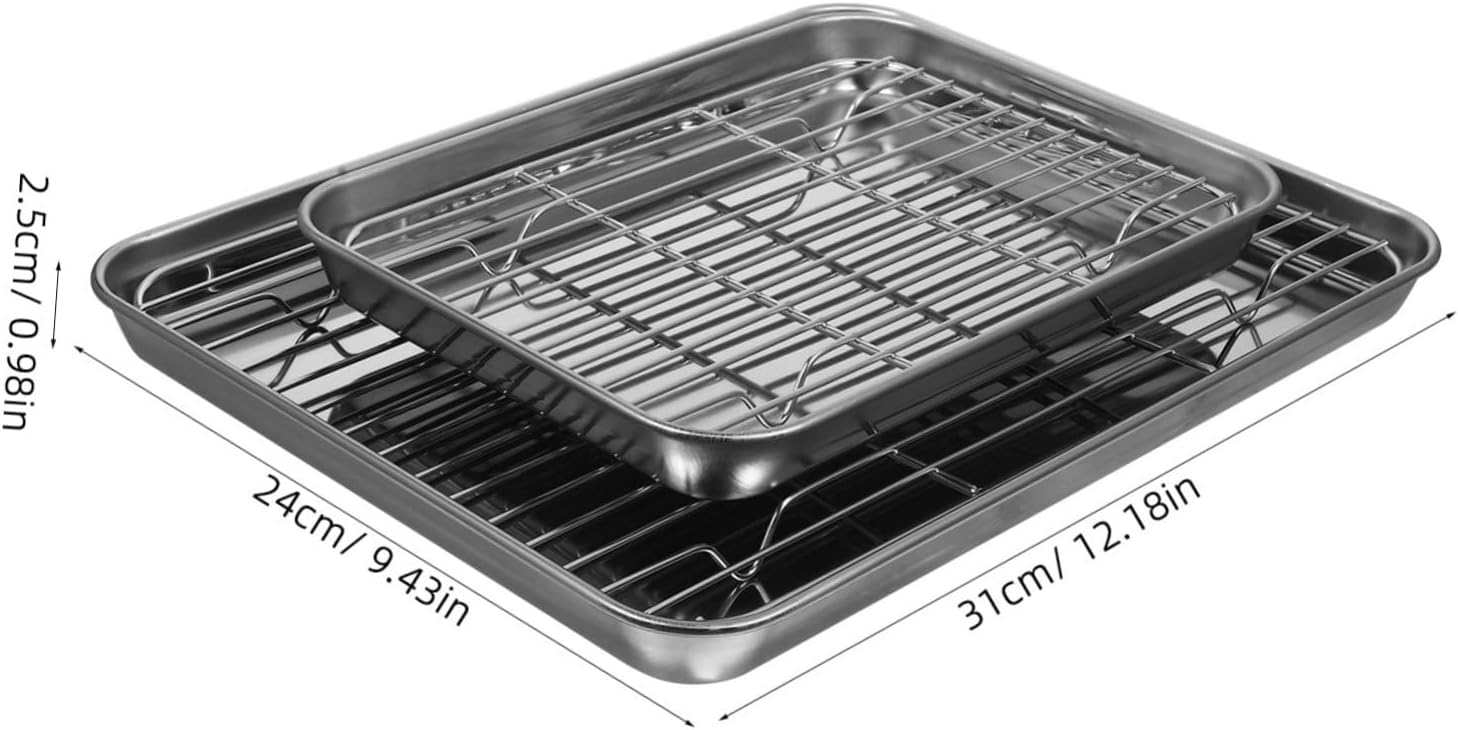 2pcs Stainless Steel Baking Drain Dishes Vegetable Drain Storage Wire Rack