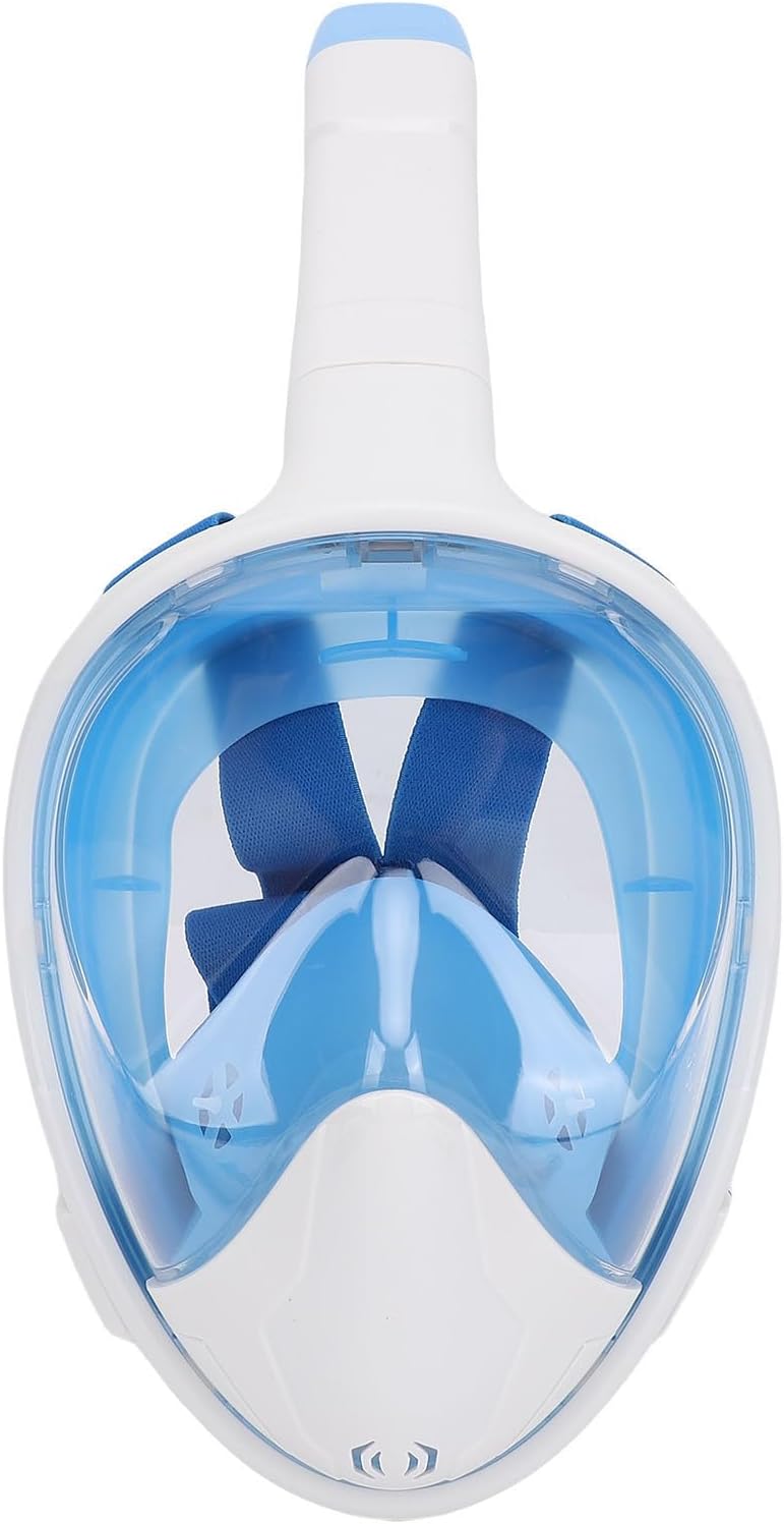Full Face Snorkel Goggles, Liquid Silicone PC Anti Fog Anti Leak 180 Degree Panoramic View Snorkeling Face Cover with Adjustable Head Strap, for Adults Teens Underwater