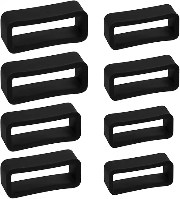 G-Shock Rubber Strap Holder - 8pcs Silicone Watch Band Keepers in 16/18/20/22mm Sizes (Black)