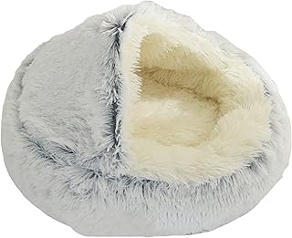 Plush Donut Pet Bed Soft Warm Kitten Cave Cat Tent Pet Bed for Cat and Small Dog Faux Fur Cuddler Round Self Warming Indoor Cat Sleeping Bed,50cm,Grey