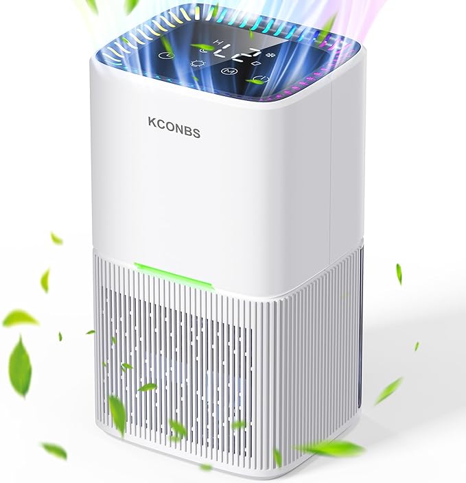 Deshumidificador 1800ML, Deshumidificadores de Humedad Eléctrico, Deshumidificador con Pantalla LED y Luces de 7 Colores, Apagado Automático, Temporizador de 24H, 610 ml/día, para Baños y Dormitorio