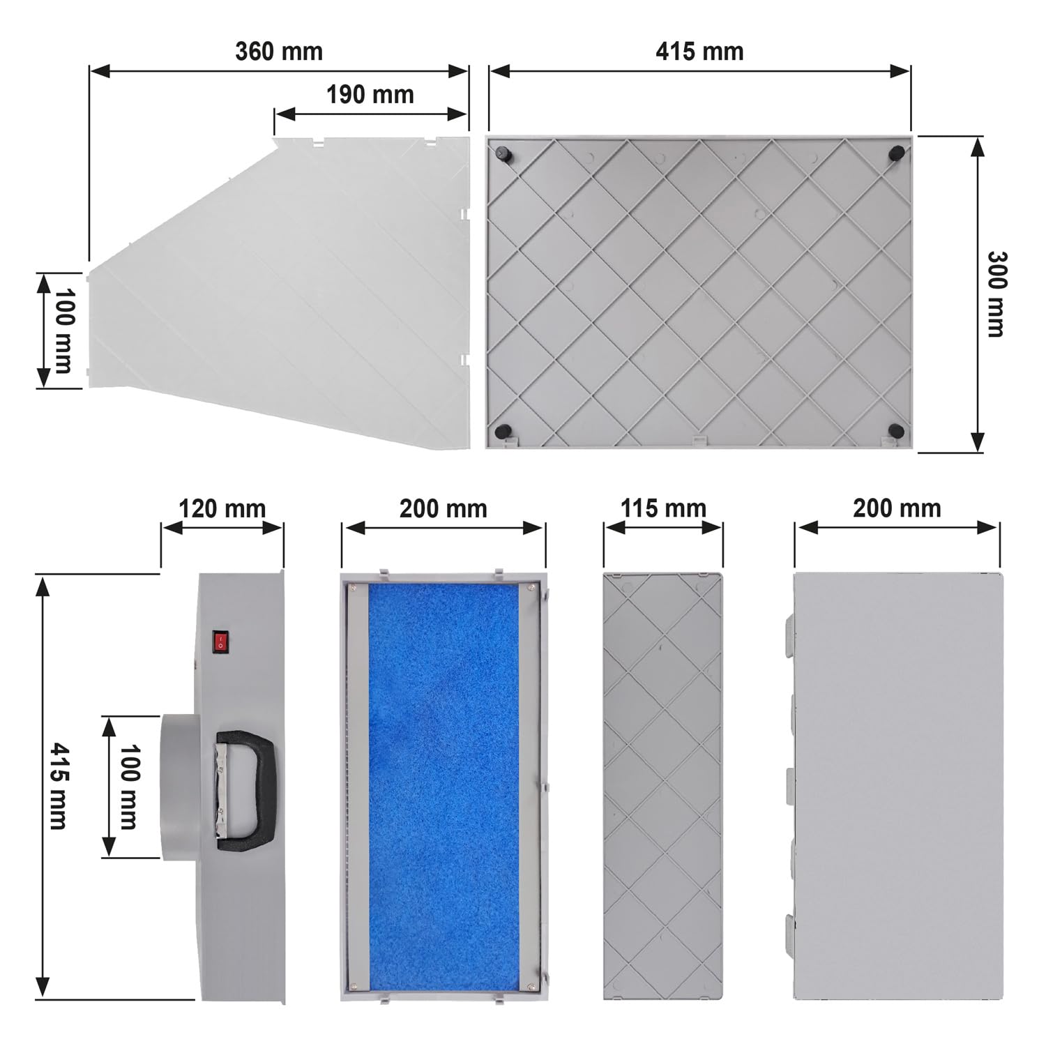 AMUR Cabine de Peinture Aérographe Hobby 3 Système d'Extraction Efficace Silencieux pour Maquettes Modélisme Pliable