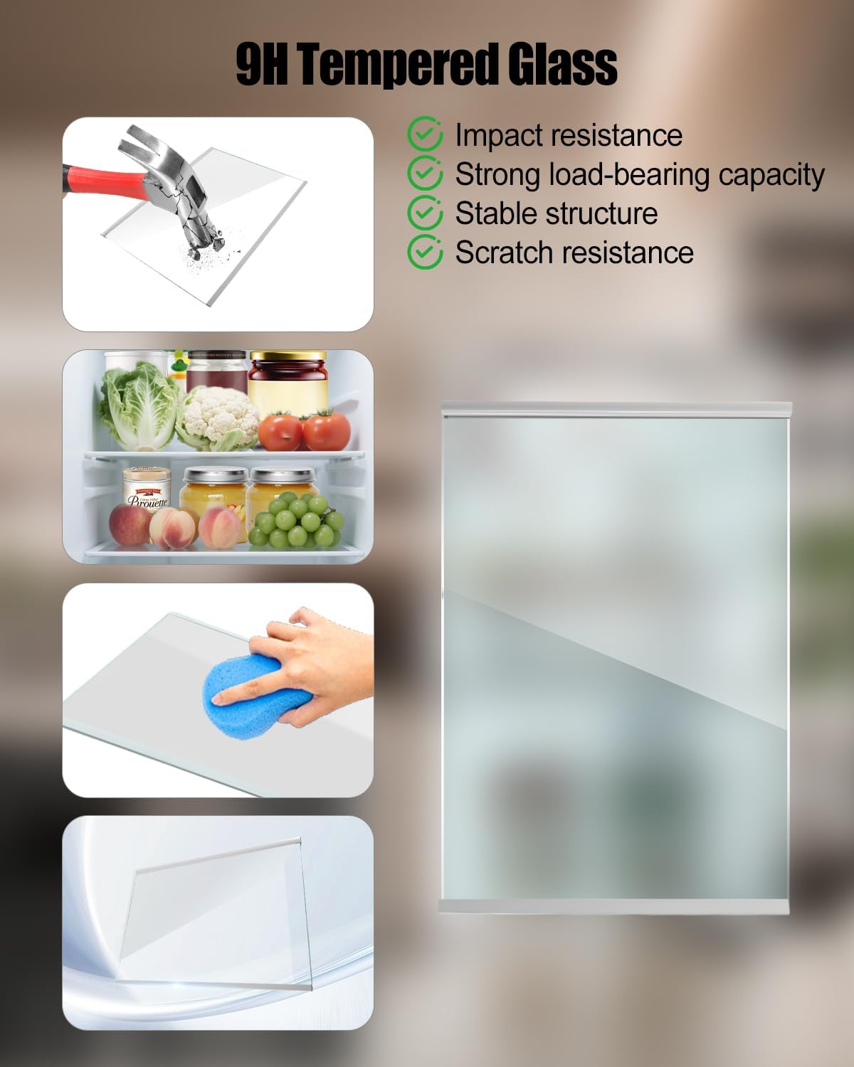 Upgraded ACQ30341209 Refrigerator Glass Shelf Fit for LG Refrigerator LRSXS2706W LRSXS2706B LRSXS2706S LRSXS2706V LRSXC2306V, Freezer Glass Shelf Relace 4977123 AP7177420 PS16661522 EAP16661522