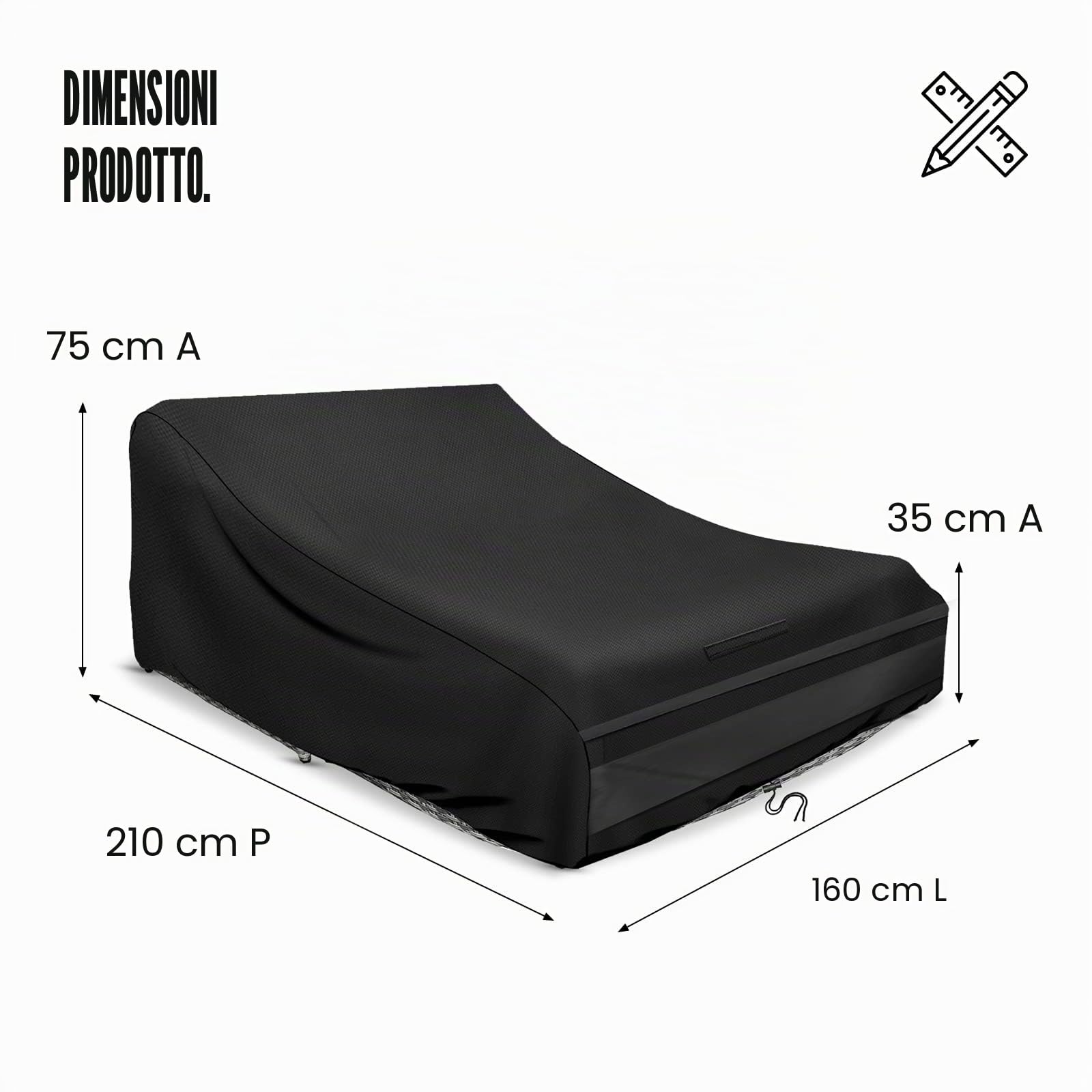 Copertura per lettino prendisole per 2 persone, doppio lettino, per esterni, impermeabile, doppio lettino, relax, lettino da giardino, copertura protettiva, antivento, resistente ai raggi UV..