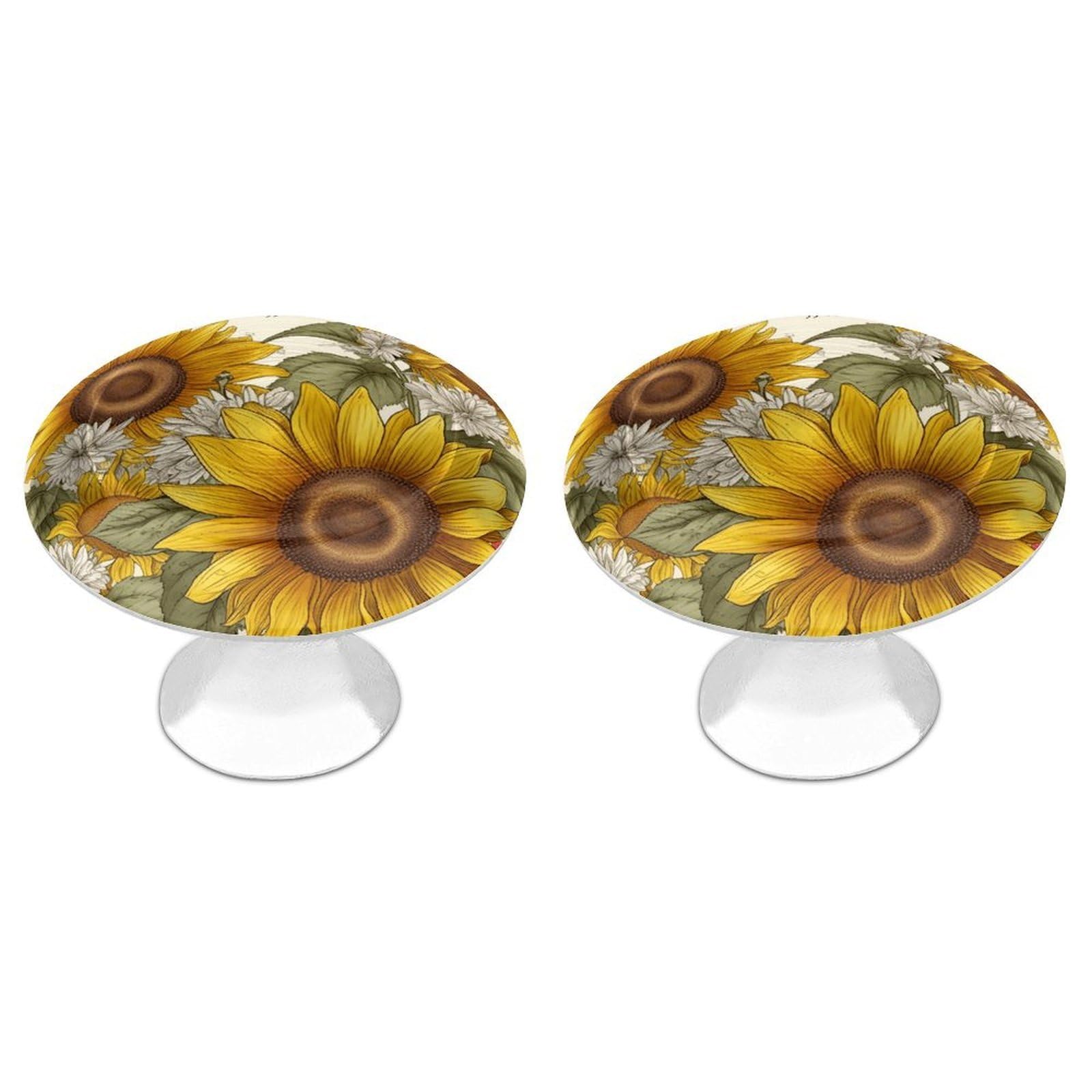 Vstadank Style Bees Sunflowers Daisy Rose Flowers Drawer Knob Nice Bathroom Cabinet Knob Round Cabinet Pull Stainless Steel Cabinet Handle Circle Drawer Handle Modern Drawer Pull For Wardrobe Cupboard 2 Pcs