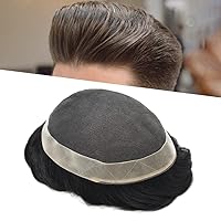 Vista 24 de Tupé para hombres, sistema de unidades de cabello humano real, encaje suizo suave, encaje frontal, tupé, piezas de cabello de repuesto, línea