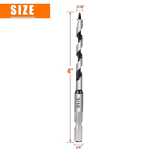 Vista 40 de Juego de 6 brocas de taladro de 12 pulgadas de largo para madera, vástago hexagonal de 1/4 a 7/8 pulgadas para madera blanda y dura, plástico