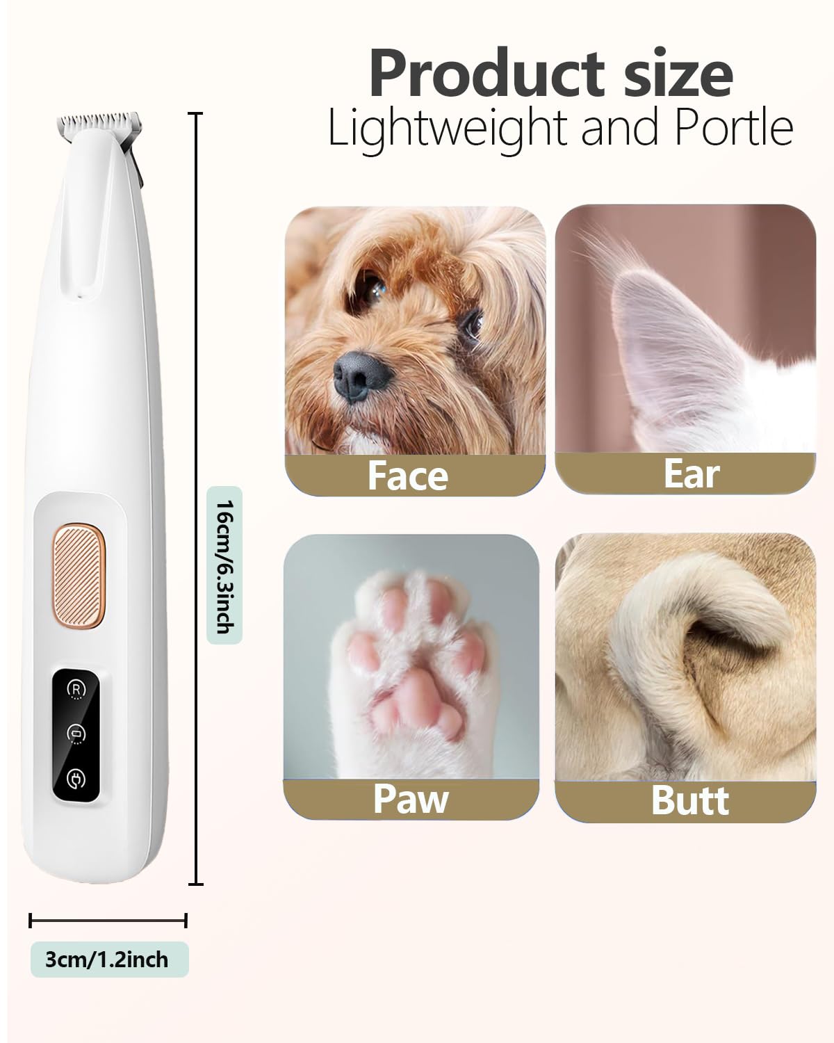 PawTrim Pro, LOEVERY Superleise/Wiederaufladbarer Pfotentrimmer,Hundepfoten Trimmer mit LED-Licht,USB Wiederaufladbar Hundeschermaschine,Hundepfoten Trimmer Für Pfoten, Augen, Gesicht, Ohren, Körp
