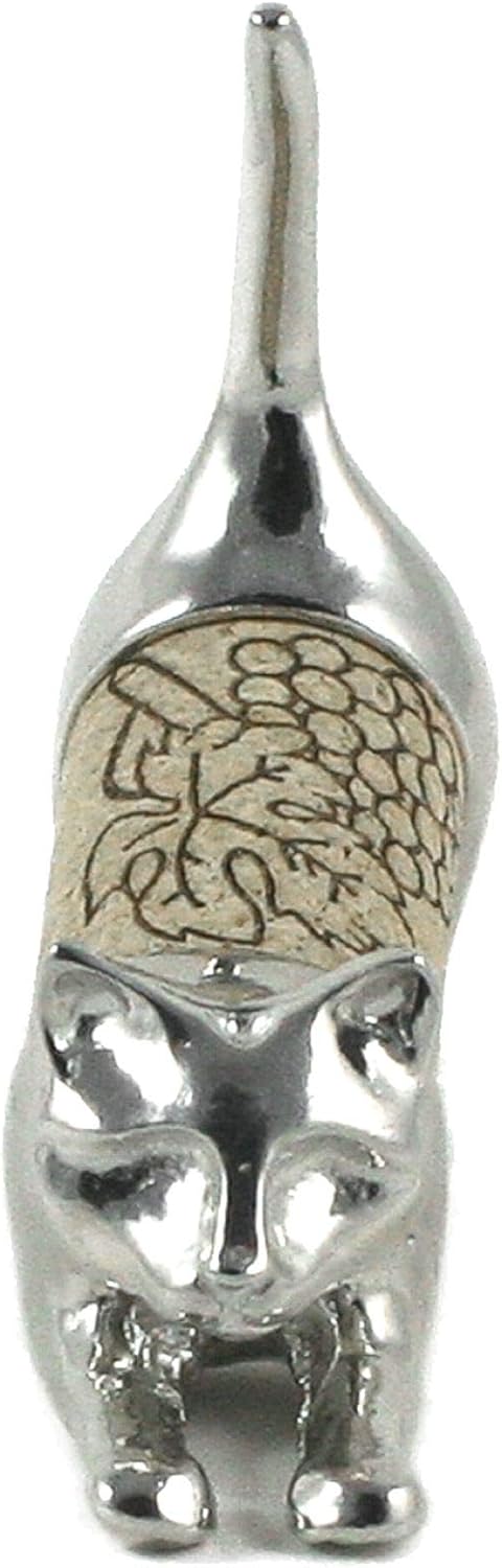 Cat Wine Cork Sculpture - Gift Boxed with Story Card - Changeable Wine Cork Display - Pewter Made in USA (Shipped from Artist Studio)