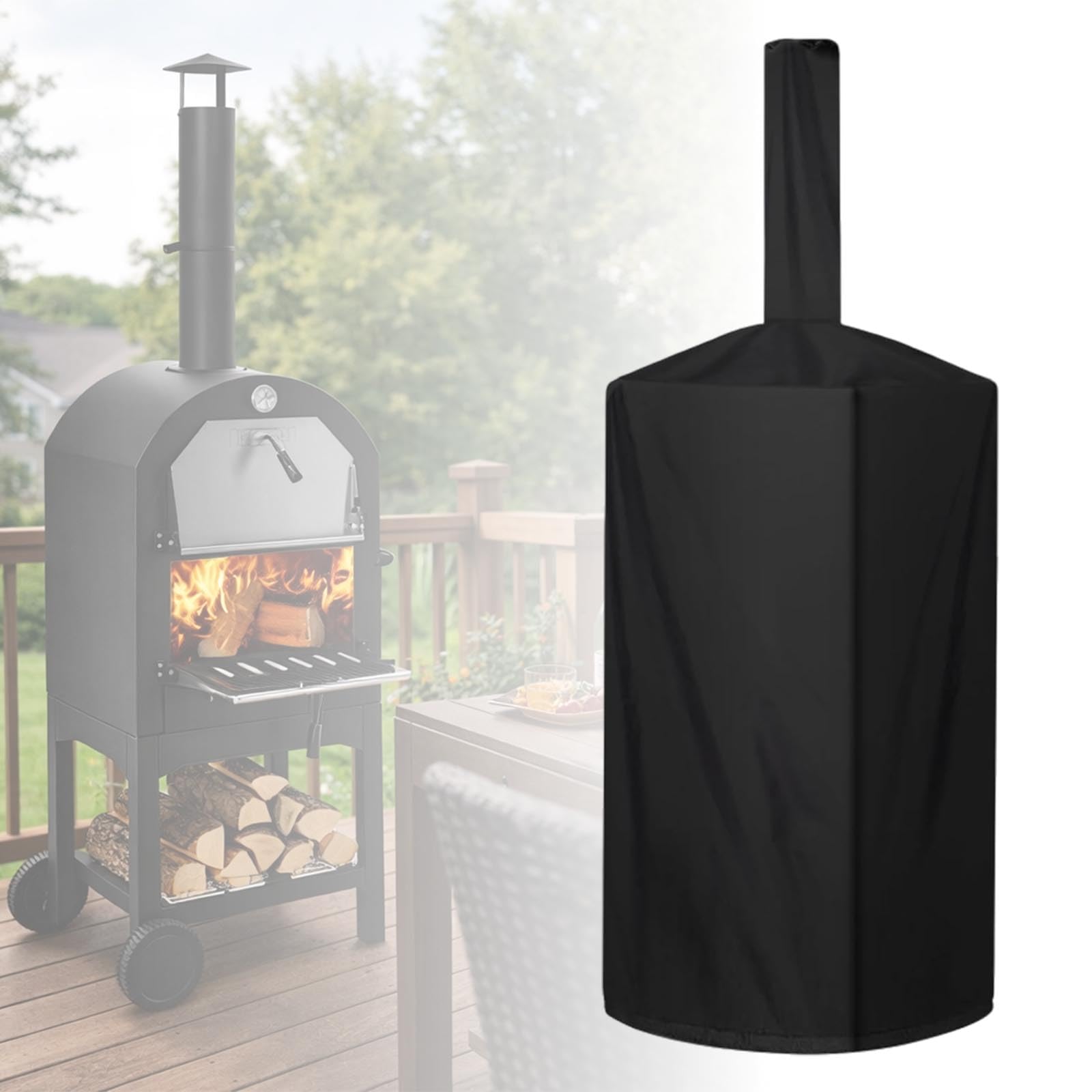 Pizza Oven Cover, Outdoor Waterproof 600D Heavy Duty Oxford Protective Cover for Charcoal Fired Pizza Oven, Bread Oven, BBQ Smoker & Grill, UV Resistant, Windproof, Dustproof