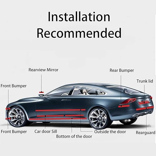Vista 43 de DGSL Protectores de borde de puerta de automóvil, película envolvente de fibra de carbono, protección del umbral de la puerta, se adapta a la Negro