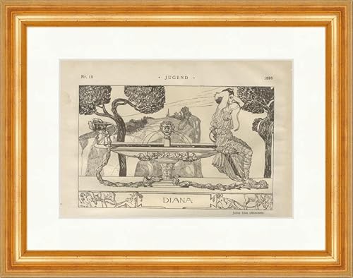 Diana No. 15 Julius Diez Fuente Arco Antigua Juventud Enmarcado 5280