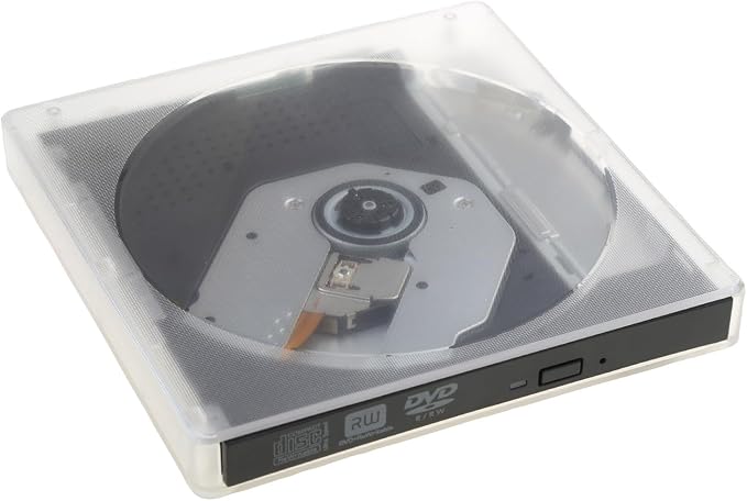 Unidad externa transparente para CD y DVD USB 3.0 tipo C miniatura 4