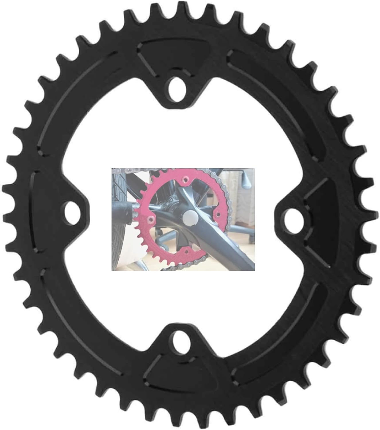 Bicycle Chainring, BCD 104MM 40T 42T Narrow Wide Chainring Single Chain Ring Bike Chainring Mountain Bike Single Speed Chainring Round Shape Single Chain Ring for Shimano Crankset AM/XC Bicycle