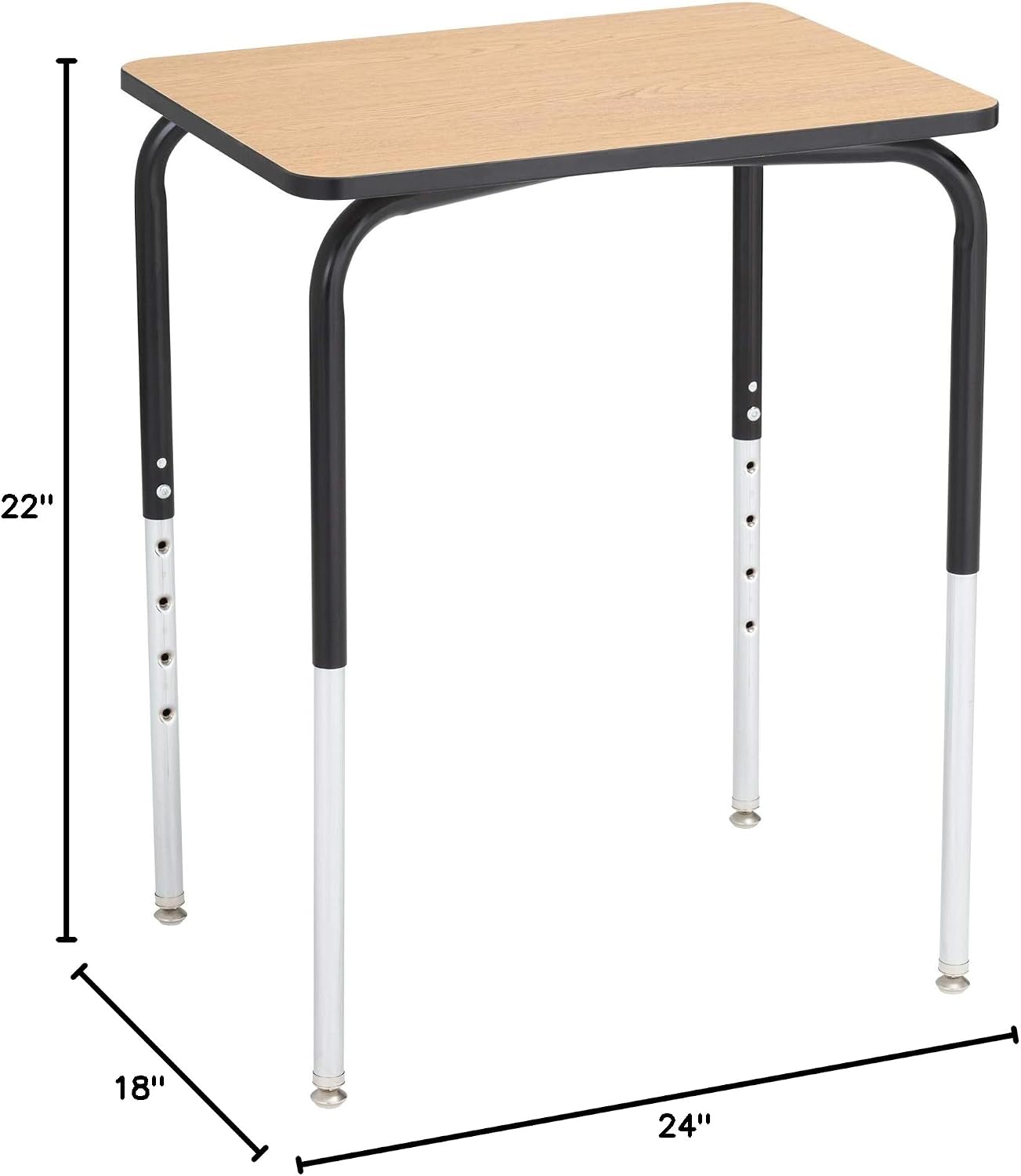 Learniture Collaborative Adjustable Height Student Desk for Classrooms and Offices, Heavy-Duty School Desk with Adjustable Legs, Set of 2, Oak/Black