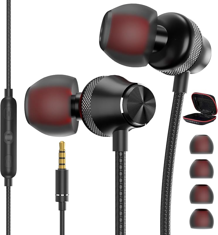 Wired Earbuds 3.5mm Jack with Microphone Soft Small-Ear Earphones | for iPad/iPod/Chromebook Laptop School Kids Corded Headphone Noise Cancelling Earbuds for iPhone/Samsung/Android/Switch,Black