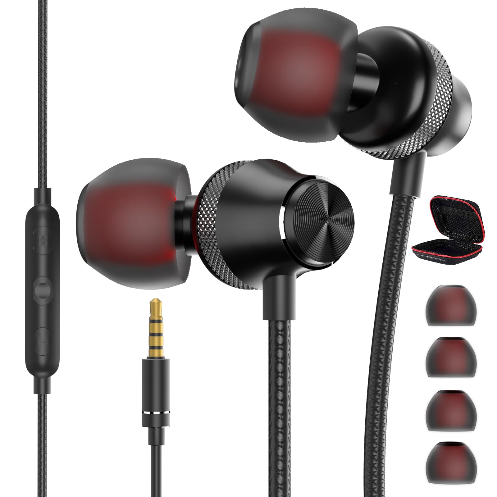 Auriculares con cable con micrófono, conector de 3,5 mm para iPhone, iPad, iPod, computadora, auriculares con cancelación de ruido con micrófono y control remoto para portátiles, PC, MP3/4,