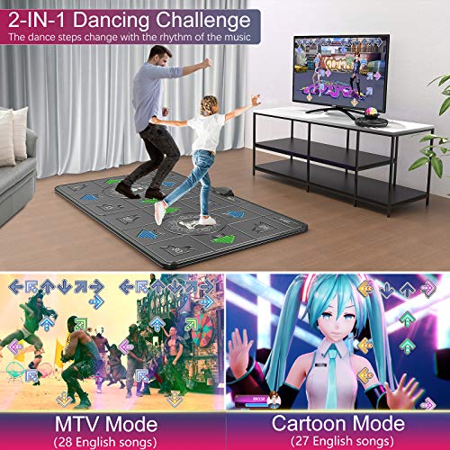 BLAVOR Electronic Dance Mats,Dance Mat Double Game for Kids and Adults,Indoor Portable Musical Dancing Mat with 100 Plus Games and Disco Ball Host for HDMI TV (Grey) - Thumbnail 2
