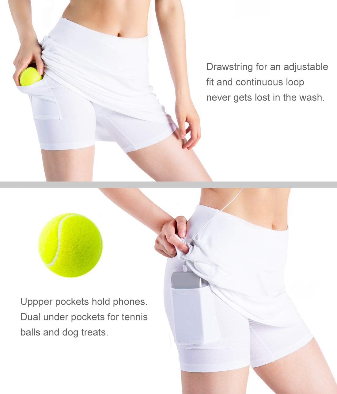 Yogipace Tall Women's UV Protection 20" Long Tennis Running Golf Cycling Skort Active Skirt Built-in Shorts : Clothing, Shoes & Jewelry